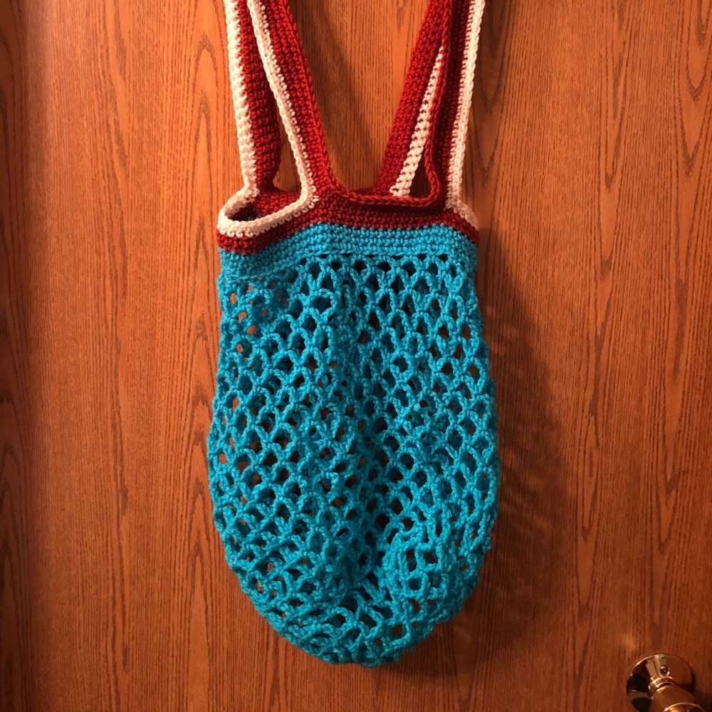 French style net market bag beach foraging storage